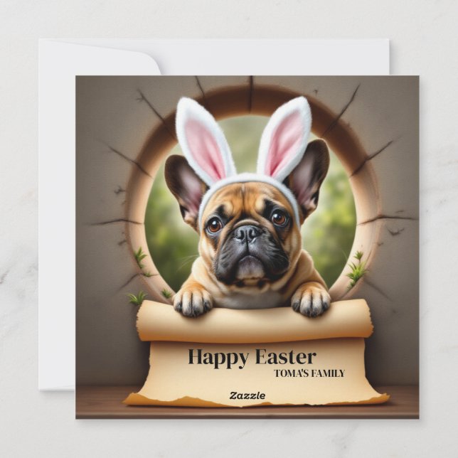 Bulldog - mit Familienname Feiertagskarte (Rückseite)