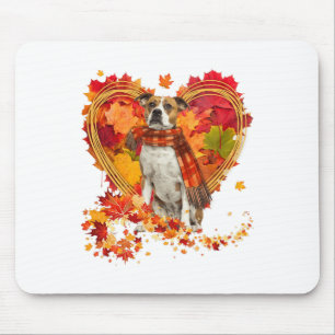 Bulldog mit Herbst-Blättern Mousepad