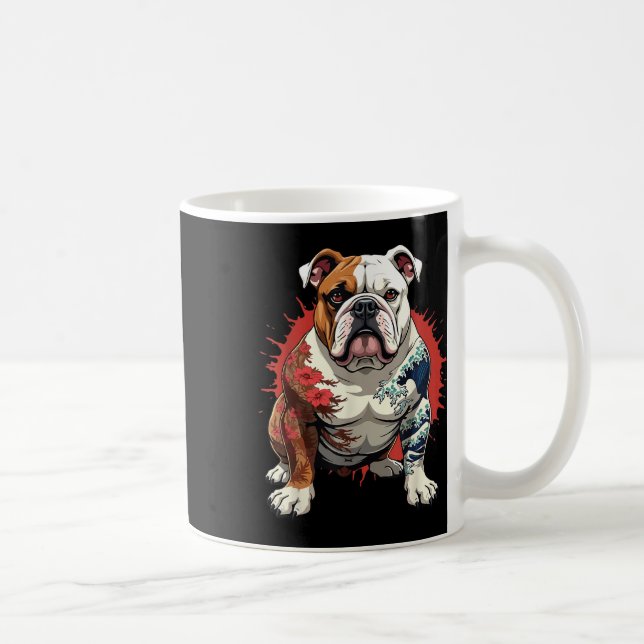 Bulldog mit japanischem Tattoos Kaffeetasse (Rechts)