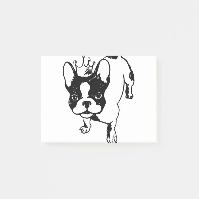 Bulldog mit Krone Post-it Klebezettel (Vorderseite)