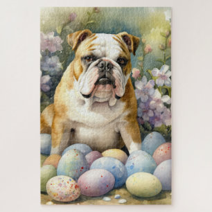 Bulldog mit Ostereiern Feiertag Puzzle