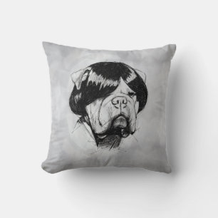 Bulldog mit Perücke (Stil 5) Fine Art Kissen