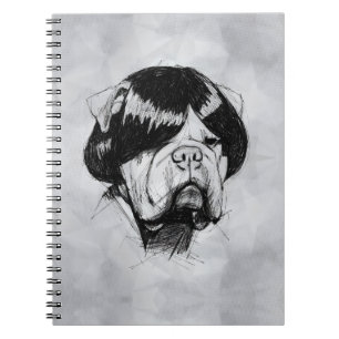 Bulldog mit Perücke (Stil 5) Fine Art Notizblock