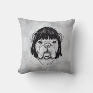 Bulldog mit Perücke (Stil 6) Fine Art Kissen