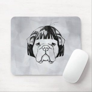 Bulldog mit Perücke (Stil 8) Fine Art Mousepad