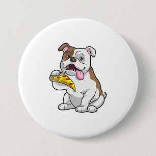 Bulldog mit Pizza-Stück Button