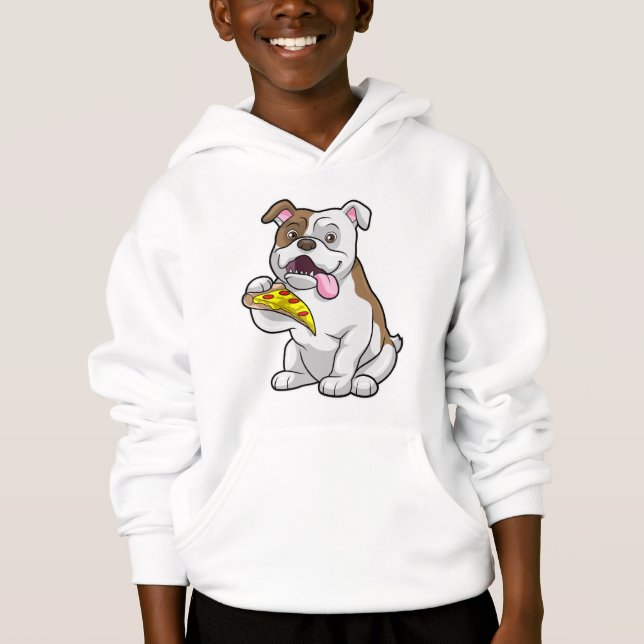 Bulldog mit Pizza-Stück Hoodie (Vorderseite)
