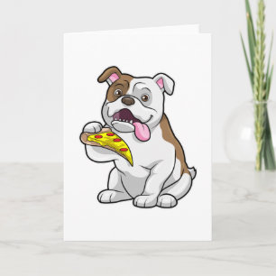 Bulldog mit Pizza-Stück Karte
