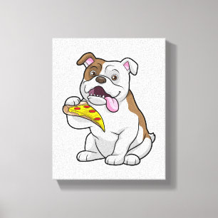 Bulldog mit Pizza-Stück Leinwanddruck