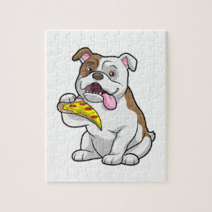 Bulldog mit Pizza-Stück Puzzle