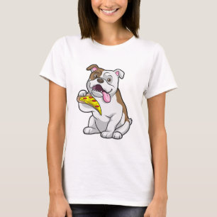Bulldog mit Pizza-Stück T-Shirt