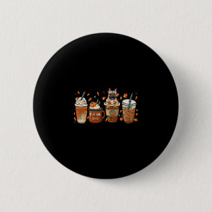 Bulldog mit Pumpkin Gewürz Latte Fall Kaffee Autum Button