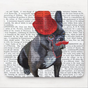 Bulldog mit Red Top Hat und Mustache Mousepad