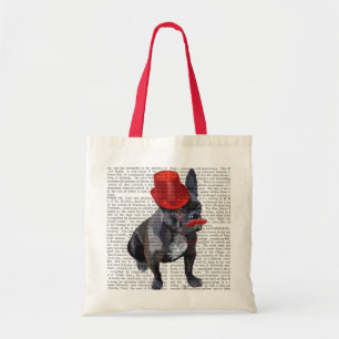 Bulldog mit Red Top Hat und Mustache Tragetasche