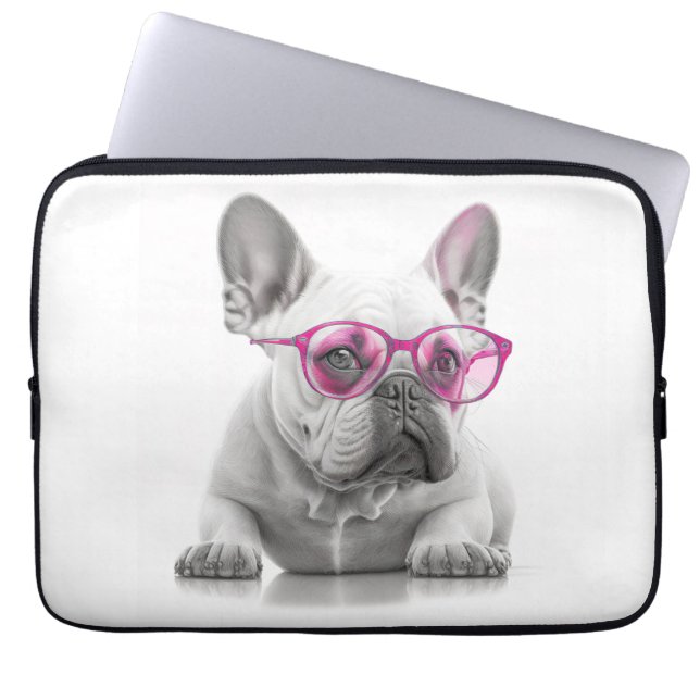 Bulldog mit rosa Brille Laptop-Gehäuse Laptopschutzhülle (Vorderseite)