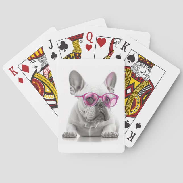 Bulldog mit rosa Brille Playing Cards Spielkarten (Rückseite)