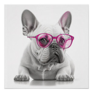 Bulldog mit rosa Brillenposter Poster