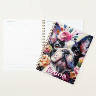 Bulldog mit Rose Dog Personalisiert Planer