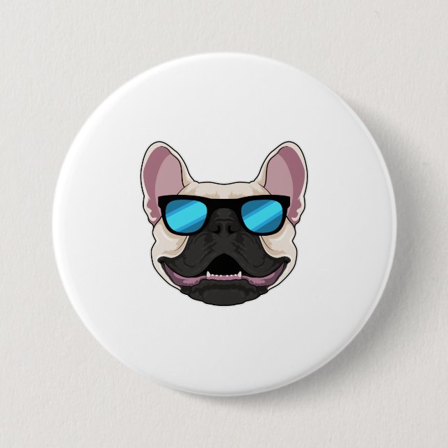 Bulldog mit Sonnenbrille Button (Vorderseite)