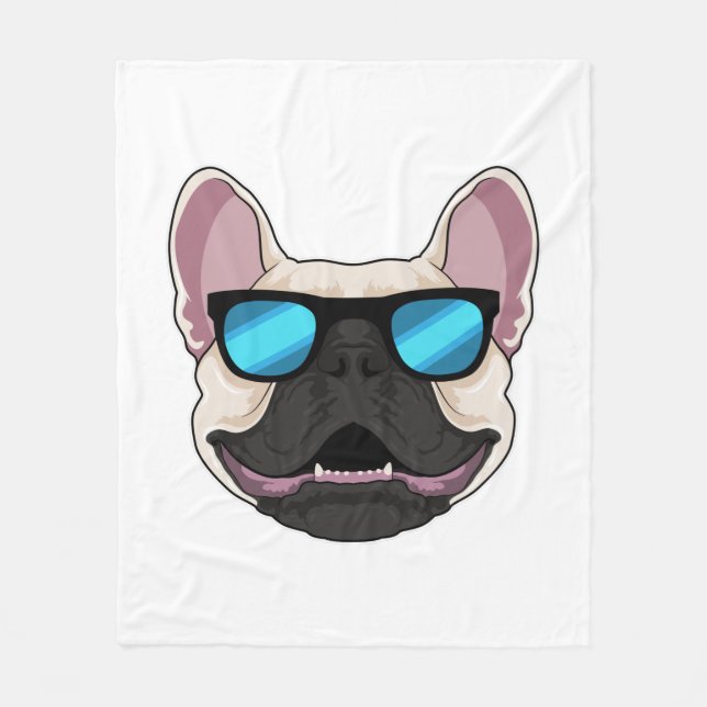 Bulldog mit Sonnenbrille Fleecedecke (Vorderseite)