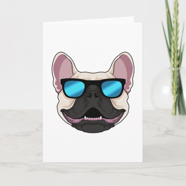 Bulldog mit Sonnenbrille Karte (Vorderseite)