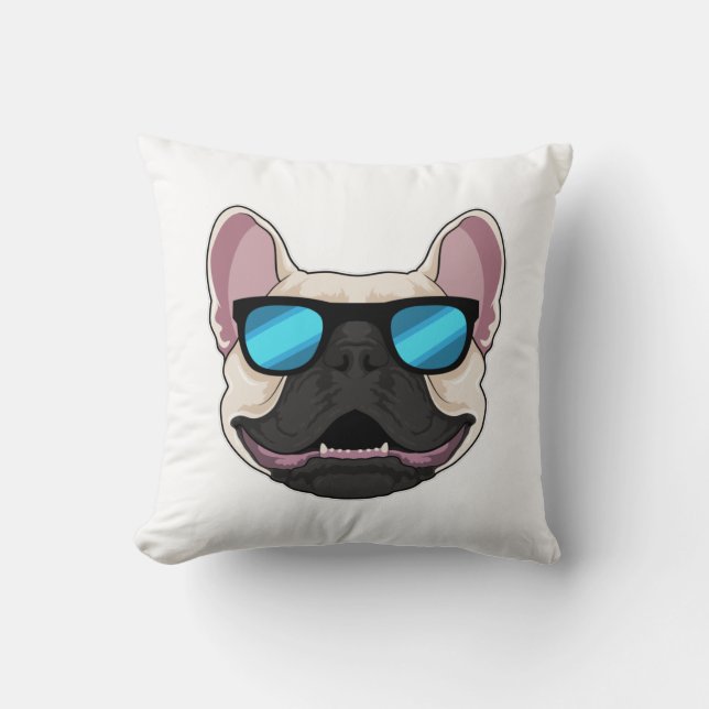 Bulldog mit Sonnenbrille Kissen (Vorderseite)
