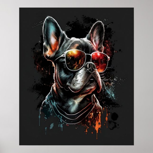 Bulldog mit Sonnenbrille Poster (Vorne)