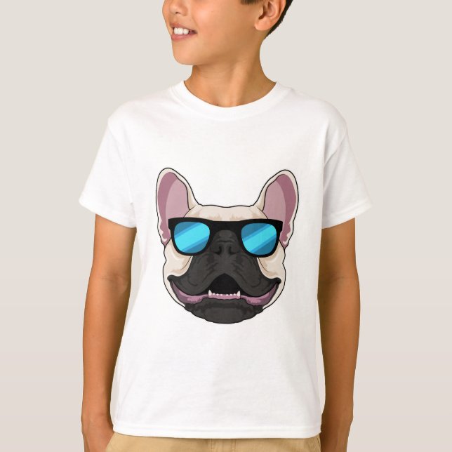 Bulldog mit Sonnenbrille T-Shirt (Vorderseite)