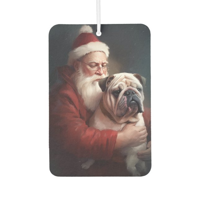 Bulldog mit Weihnachtsmann Autolufterfrischer (Vorderseite)