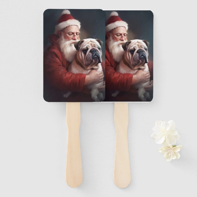 Bulldog mit Weihnachtsmann Fächer (Vorne und Hinten)