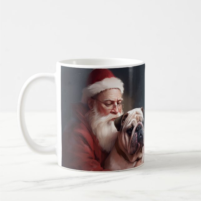 Bulldog mit Weihnachtsmann Kaffeetasse (Links)