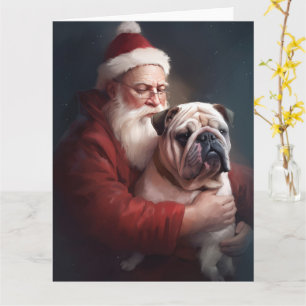 Bulldog mit Weihnachtsmann Karte