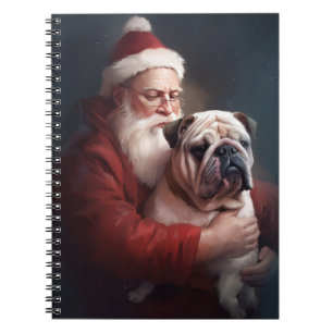 Bulldog mit Weihnachtsmann Notizblock