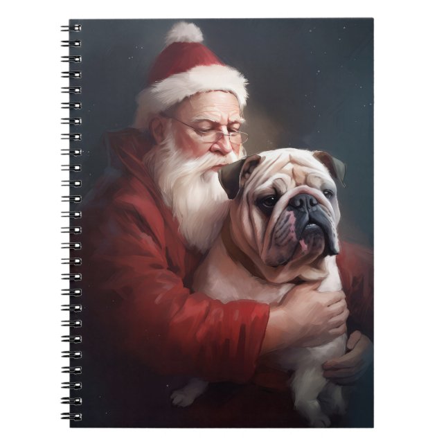 Bulldog mit Weihnachtsmann Notizblock (Vorderseite)
