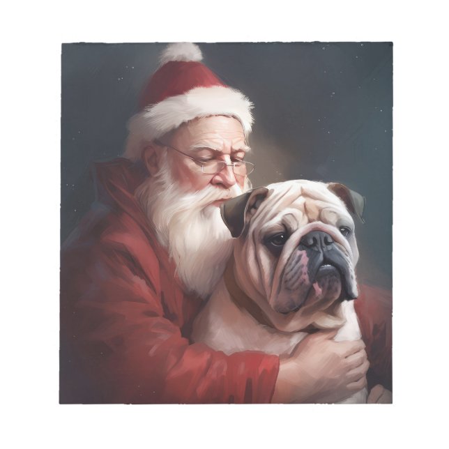 Bulldog mit Weihnachtsmann Notizblock (Vorderseite)