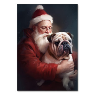 Bulldog mit Weihnachtsmann Tischnummer