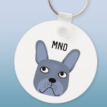 Bulldog Monogram Schlüsselanhänger<br><div class="desc">Ein lustiger kleiner Grauer oder Blauer Französischer Bulldog oder Franzose. Ideal für Hundefreunde. Originelle Kunst von Nic Squirrell. Ändern oder entfernen Sie die Monogramm-Initialen,  um sie zu personalisieren.</div>