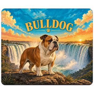 Bulldog, Niagara Falls Vintage-Wasserfarben-Hundek Mousepad