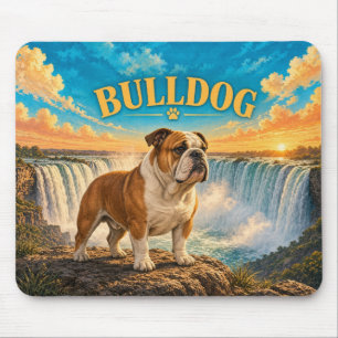 Bulldog, Niagara Falls Vintage-Wasserfarben-Hundek Mousepad