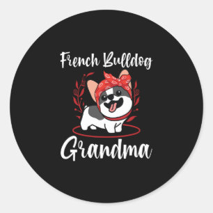 Bulldog Oma Downer Französischer Bulldog Runder Aufkleber