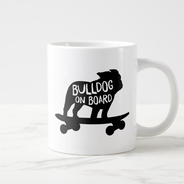Bulldog on Board Skateboarding Dog Silhouette Jumbo-Tasse (Rechts)