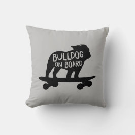 Bulldog on Board Skateboarding Dog Silhouette Kissen