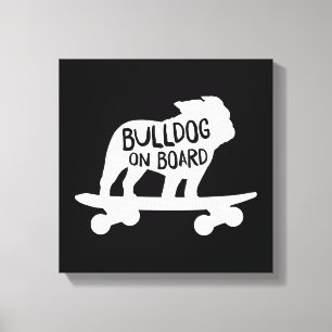 Bulldog on Board Skateboarding Dog Silhouette Leinwanddruck