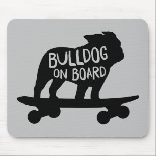 Bulldog on Board Skateboarding Dog Silhouette Mousepad