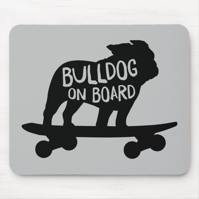 Bulldog on Board Skateboarding Dog Silhouette Mousepad (Vorne)