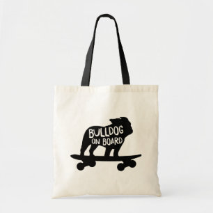 Bulldog on Board Skateboarding Dog Silhouette Tragetasche