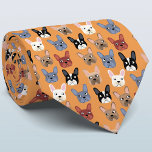 Bulldog Orange Krawatte<br><div class="desc">Ein lustiges französisches Bulldog oder französisches Muster auf einem orangefarbenen Hintergrund. Ideal für alle Hundeliebhaber, Haustierfreunde, Hundeschwanderer und Tierärzte. Originelle Kunst von Nic Squirrell.</div>