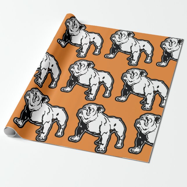 Bulldog Orange Print Birthday Geschenkpapier (Ungerollt)