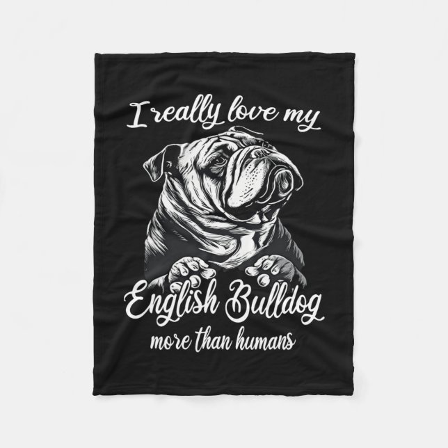 Bulldog Outfit-Liebe Mein englischer Bulldog Fleecedecke (Vorderseite)