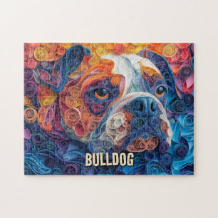 Bulldog Papier Quilling Art Dog Portrait Puzzle
